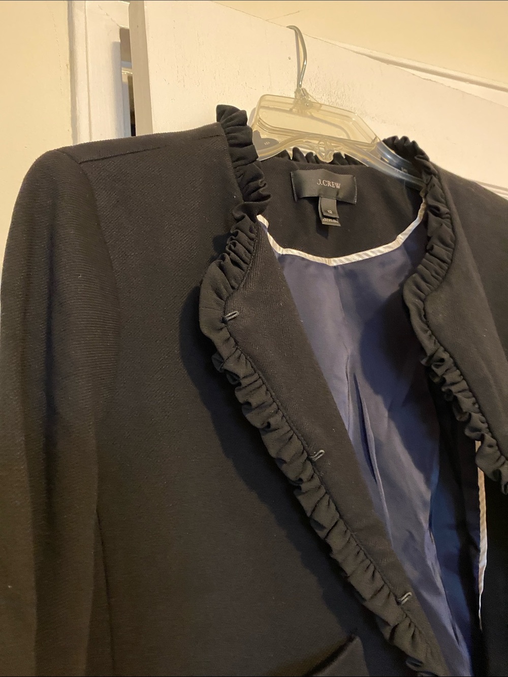 J. Crew ruffled black going out blazer peplum size 12 - Picture 6 of 16